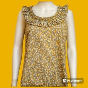 J CREW Fairycore Ruffle Sleeveless Bertha Collar Coquette Castlecore Blouse